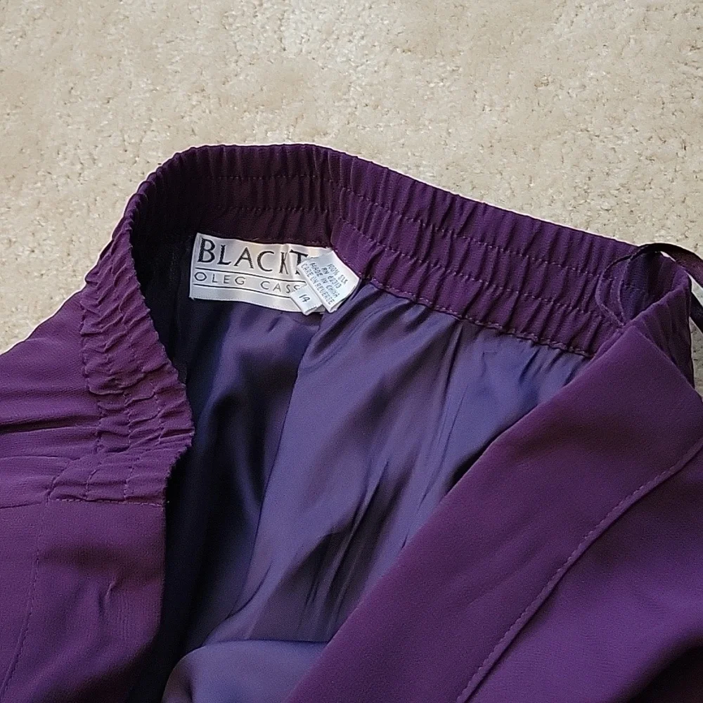 Blakc Tie Oleg Cassini Purple 100% Silk Skirt - Picture 6 of 8
